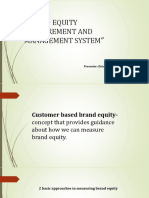 Measuring Brand Equity and Management