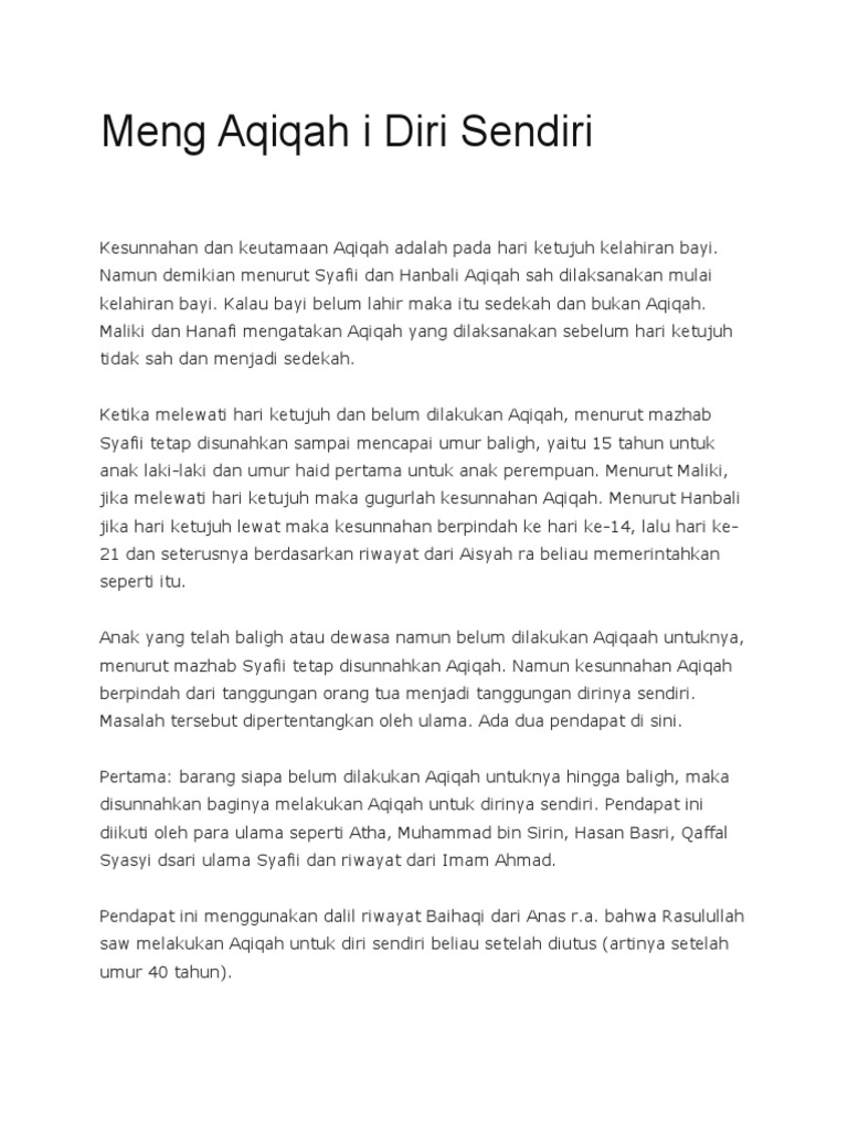 Meng Aqiqah I Diri Sendiri