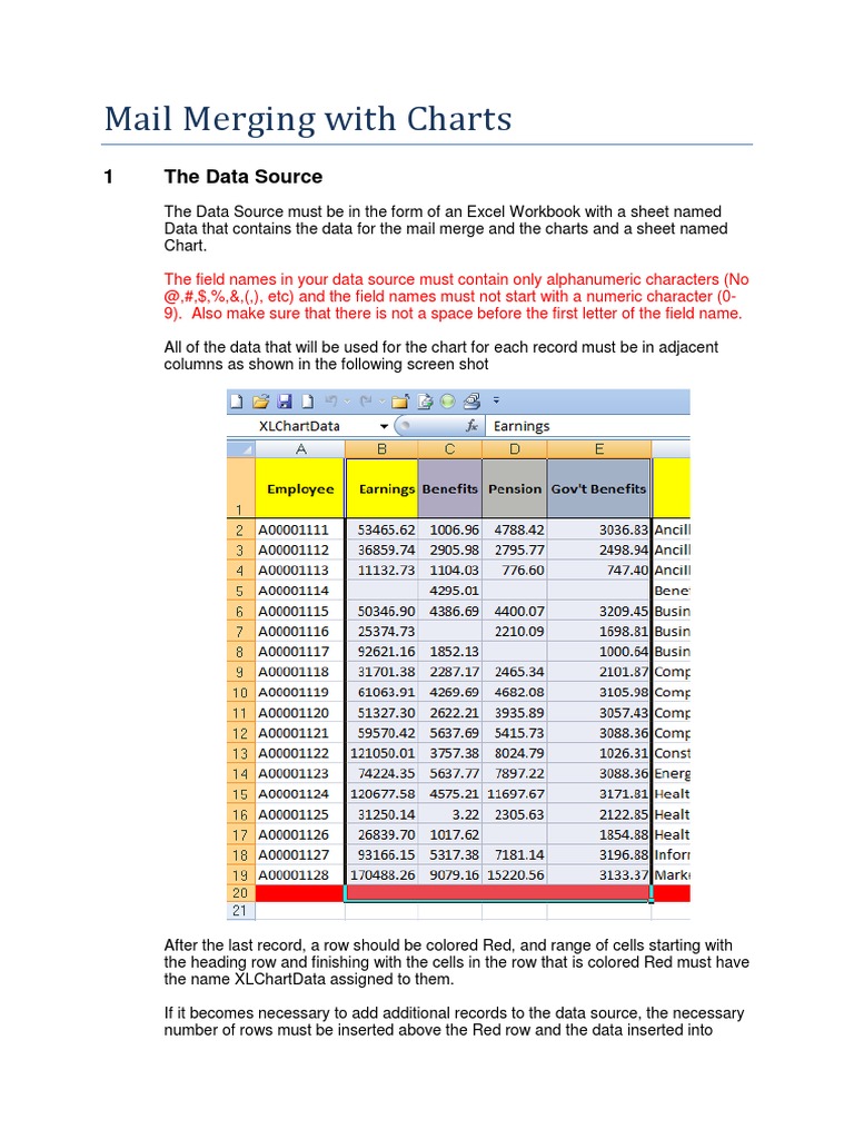 Mail Merge with Excel Charts Guide | PDF | Computing | Software