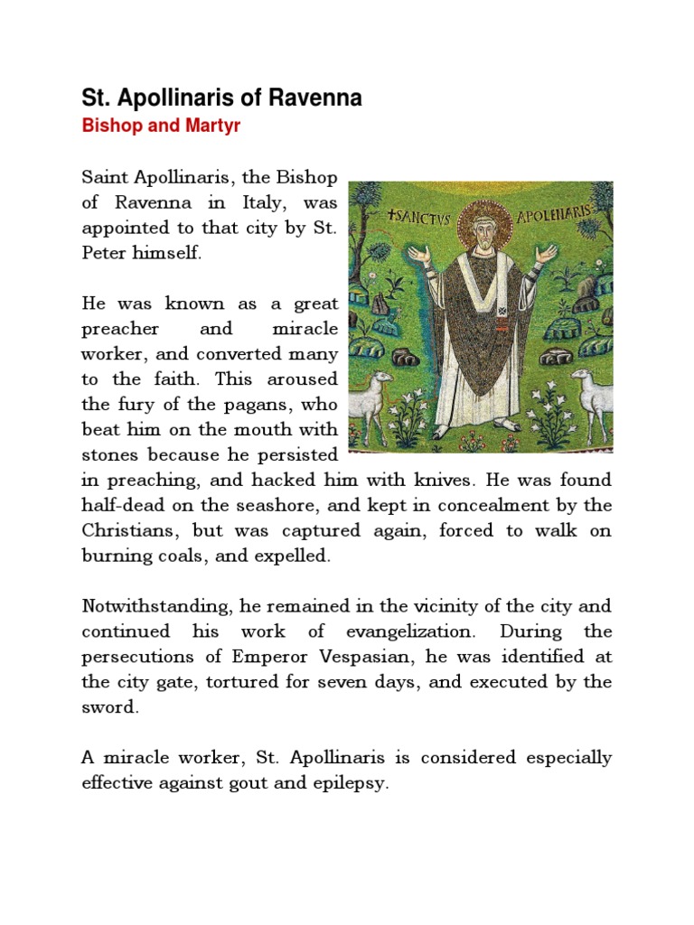 St. Apollinaris of Ravenna and Martyr PDF