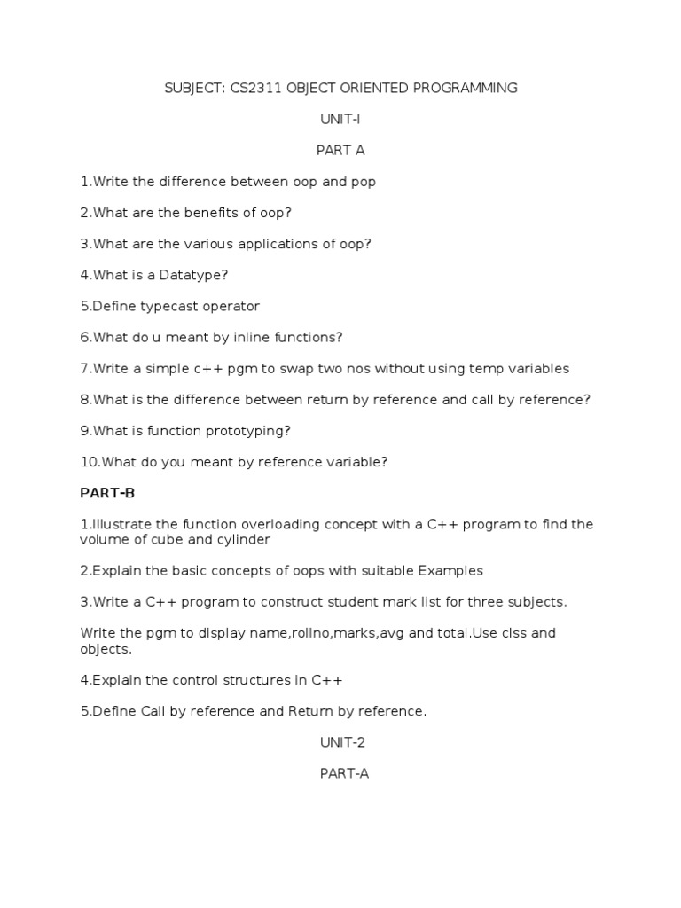 CS2311 Object Oriented Programming Guide | PDF | Class (Computer ...
