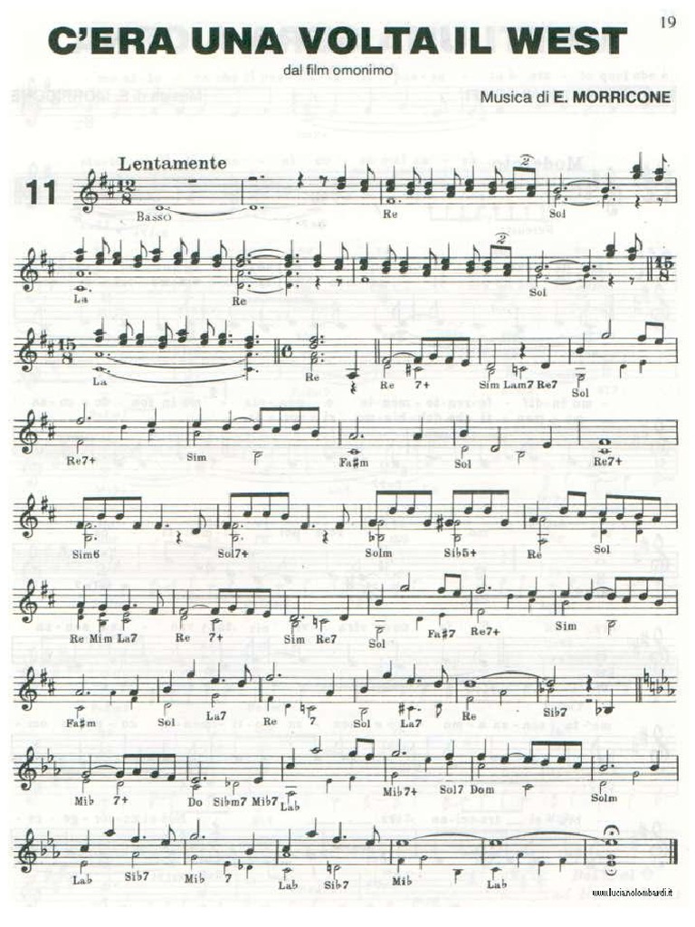 C Era Una Volta In America Colonna Sonora Spartito