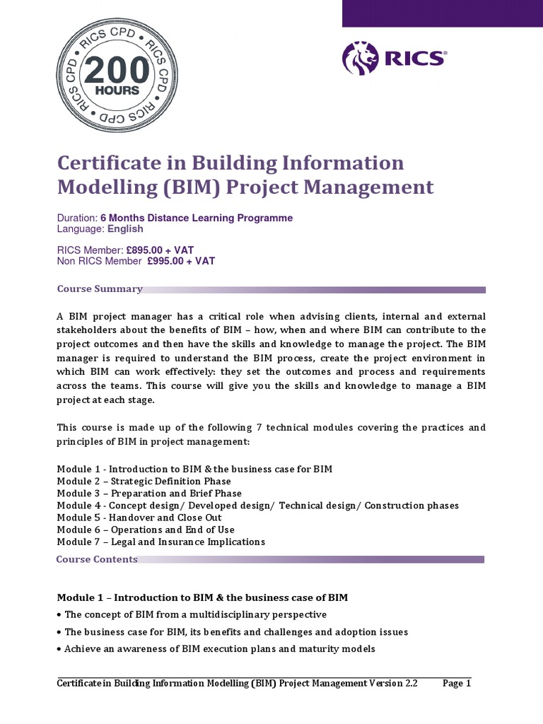 BIM Project Management Course | PDF | Building Information Modeling ...