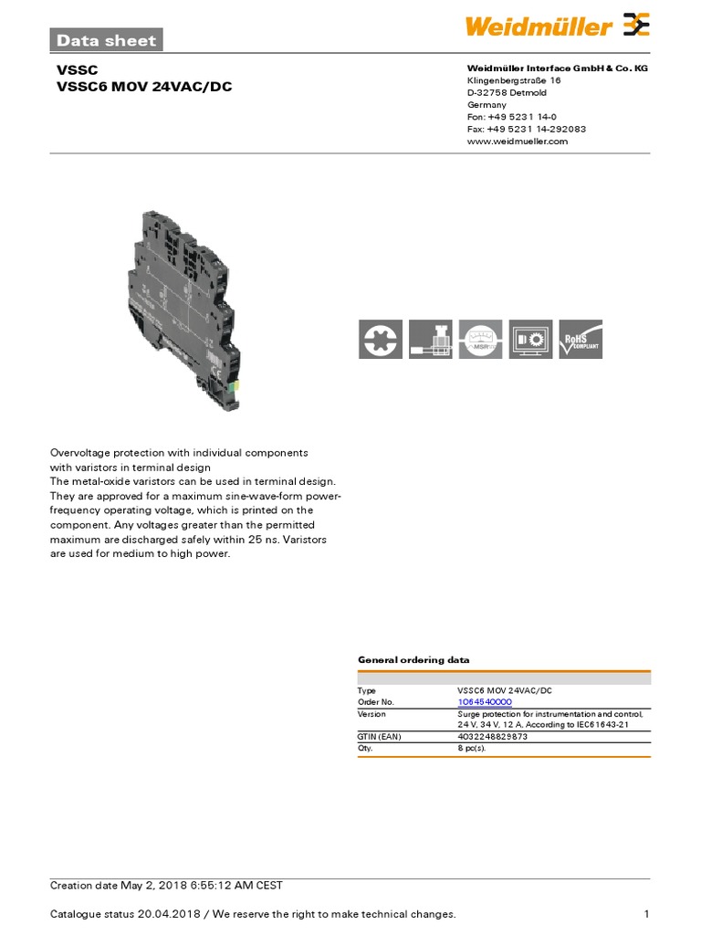 VSSC6 MOV 24VAC DC en | PDF | Components | Electrical Engineering