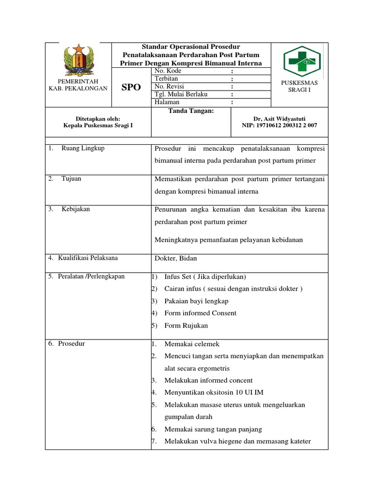SOP Perdarahan Post Partum Print PDF