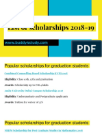 List of Scholarships 2018-19