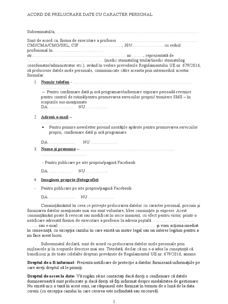 Acord Pacient - GDPR | PDF