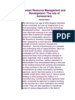 Human Resource Management and Development: The Role of Bureaucracy