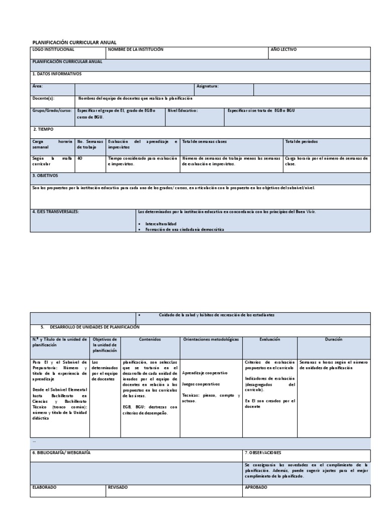 Planificación Curricular Anual 2023 | PDF | Plan de estudios | Evaluación