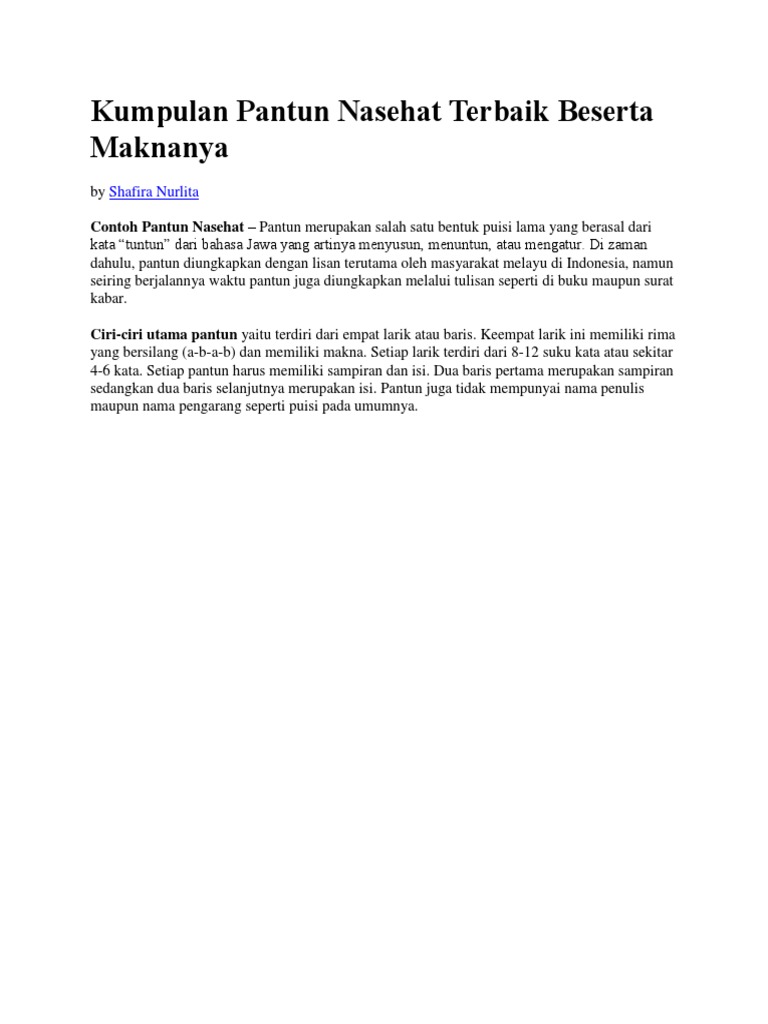 Pantun Dan Maknanya Kata Kata Cinta