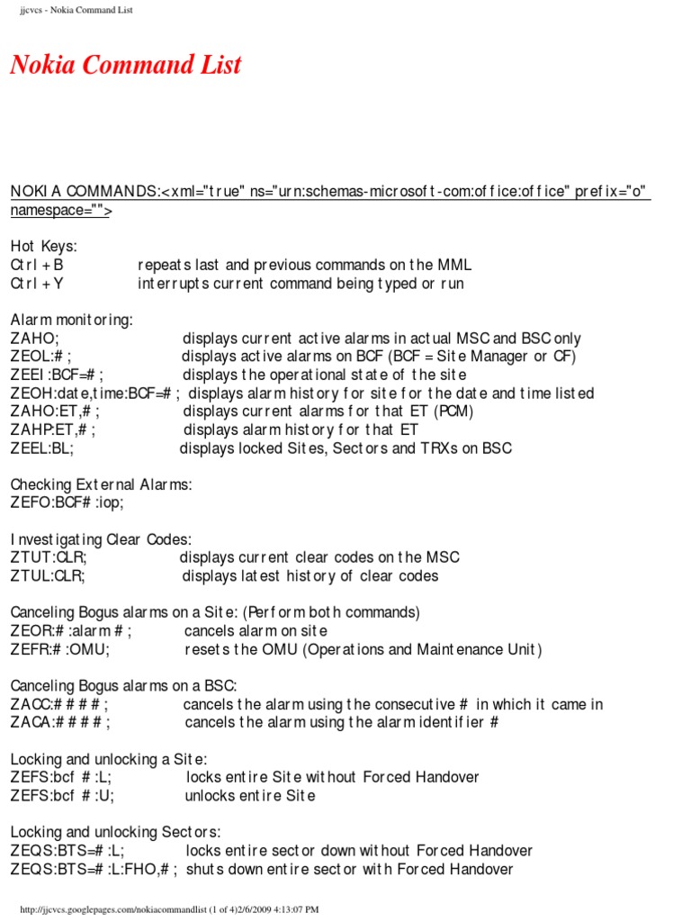 Nokia Command Reference Guide | PDF | Computing | Computer Architecture