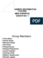Management Information System Mba (Finance) Group No: 1