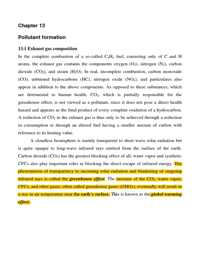 Exhaust Emissions and Pollutants Explained | PDF | Exhaust Gas | Carbon ...