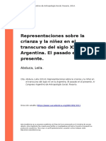 Abduca, Leila (2014) - Representaciones Sobre La Crianza y La Ninez en El Transcurso Del Siglo XX en La Argentina. El Pasado en El Presente
