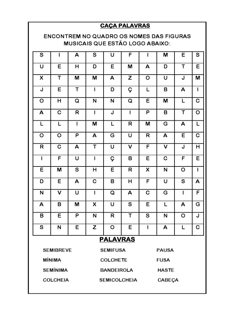 Caça Palavras Figuras Musicais | PDF
