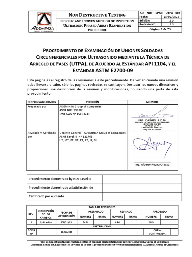 Procedimiento Utpa - API 1104 | PDF | Soldadura | Construcción