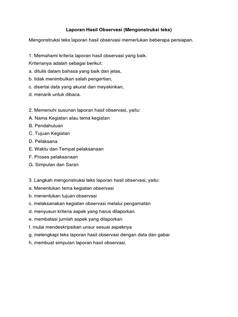 Laporan Hasil Observasi Mengonstruksi Teks