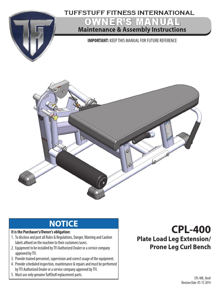 Evolution Leg Extension Prone Leg Curl Bench (CPL-400) TuffStuff ...