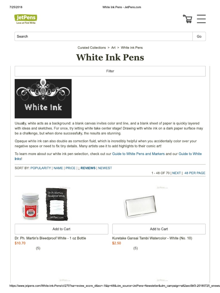 White Ink Pens - JetPens | PDF | Writing Implements | Art Materials