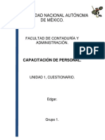 Capacitación de Personal  Cuestionario Unidad 1