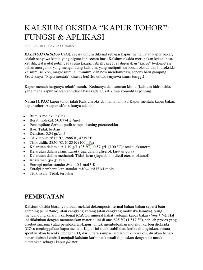 Kalsium Oksida Pdf