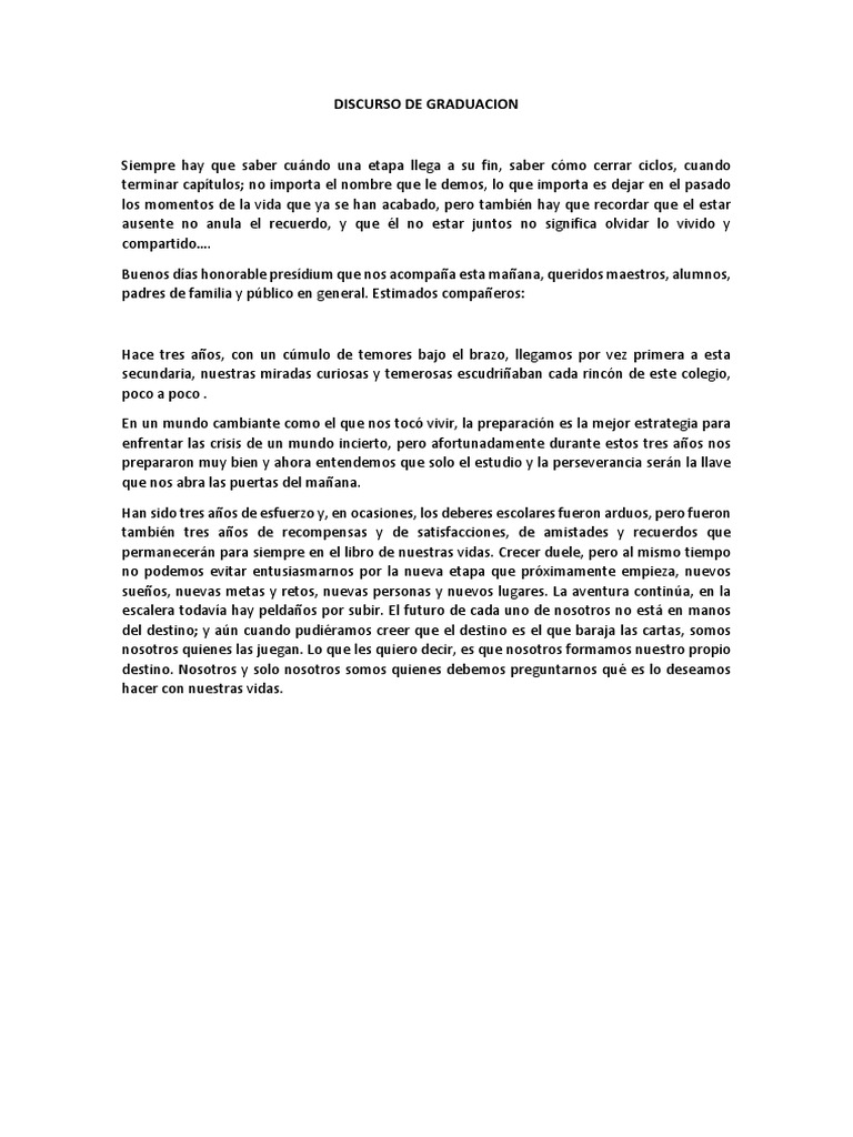 Discurso De Graduacion De Secundaria LA BELLA CASTELO 👸