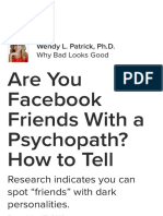 Are You Facebook Friends With A Psychopath - How To Tell - Psychology Today