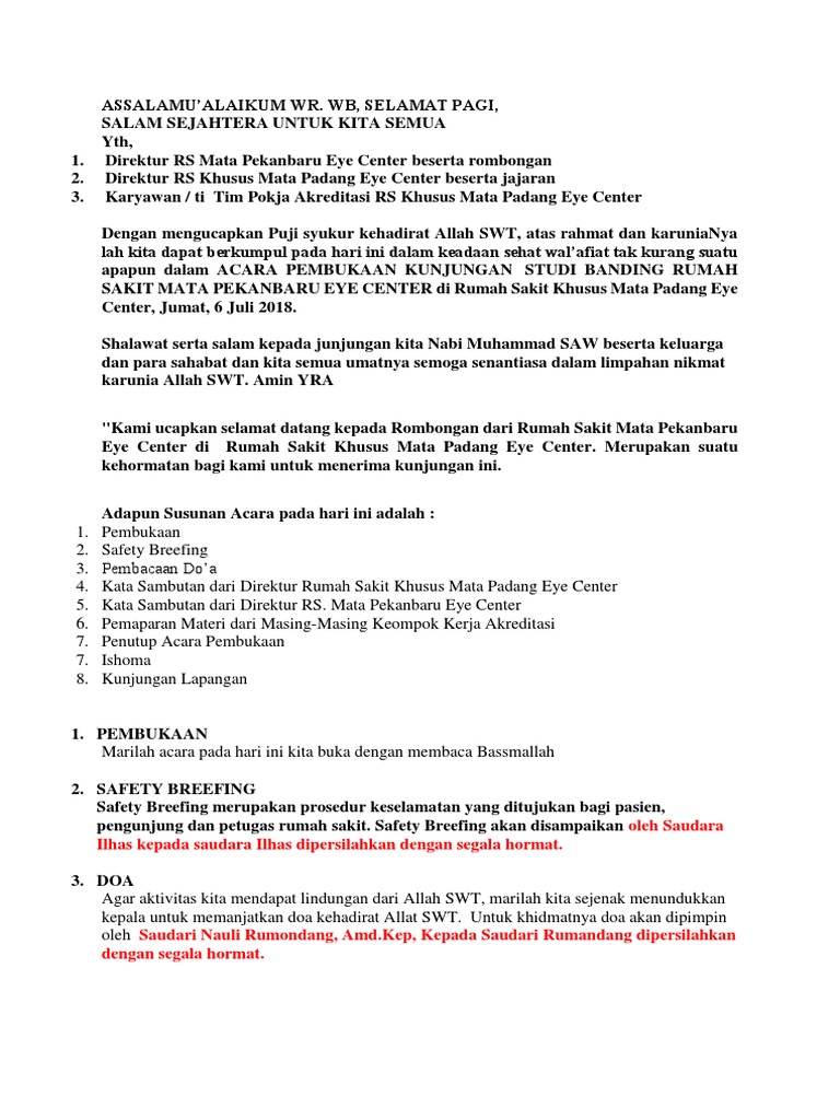 Teks Pembawa Acara Studi Banding