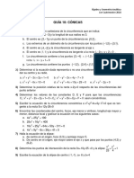 Ecuaciones de cónicas: circunferencias, elipses, hipérbolas y parábolas