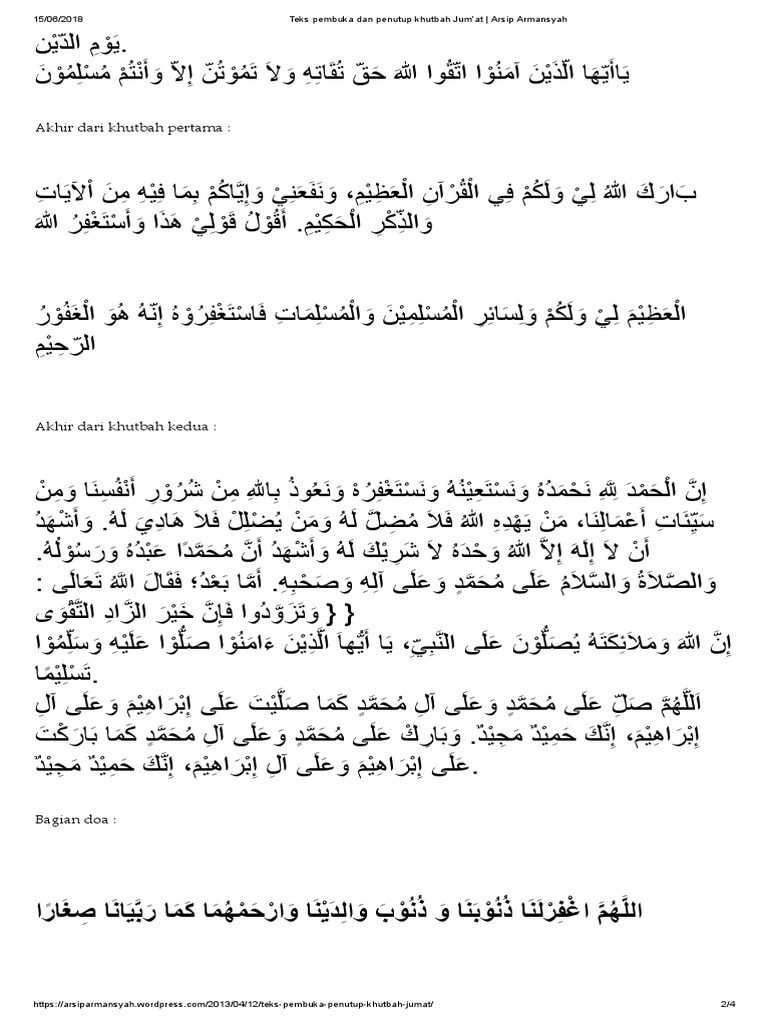 Khutbah Jumat Lengkap Dengan Doa Pembuka Dan Penutup Pdf Cara Golden