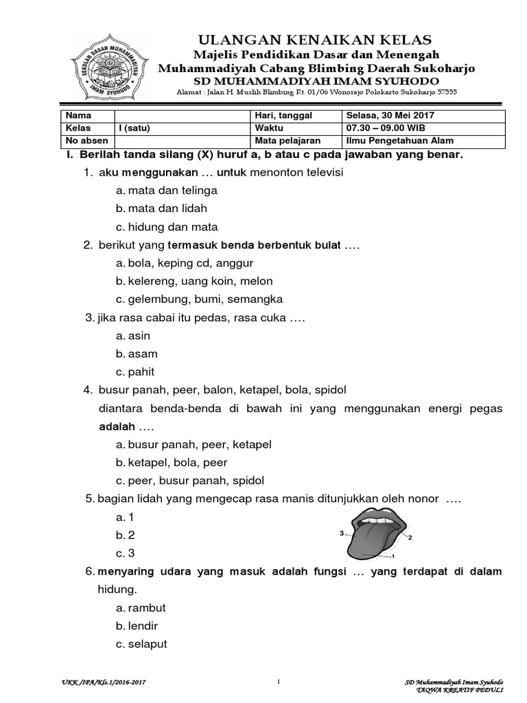 Soal Ulangan Kenaikan Kelas