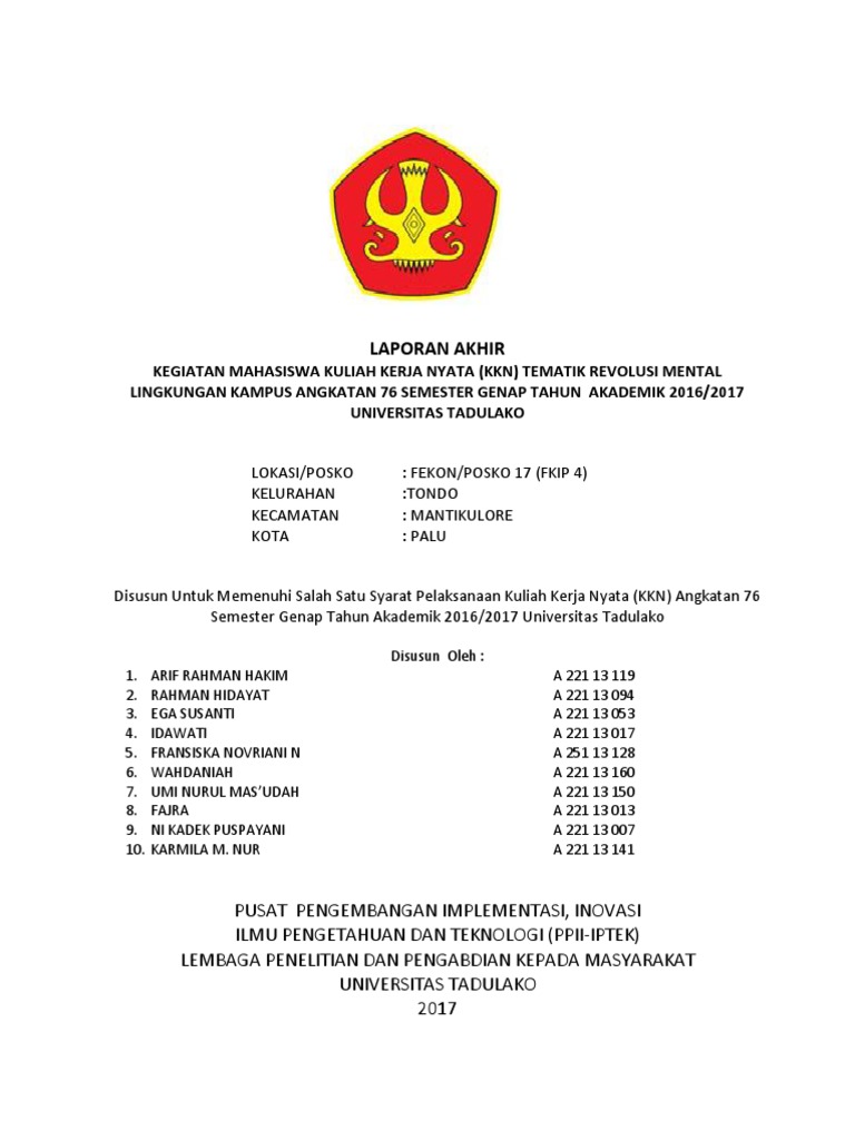 Contoh Laporan Akhir Kelompok Kkn 76 Pdf