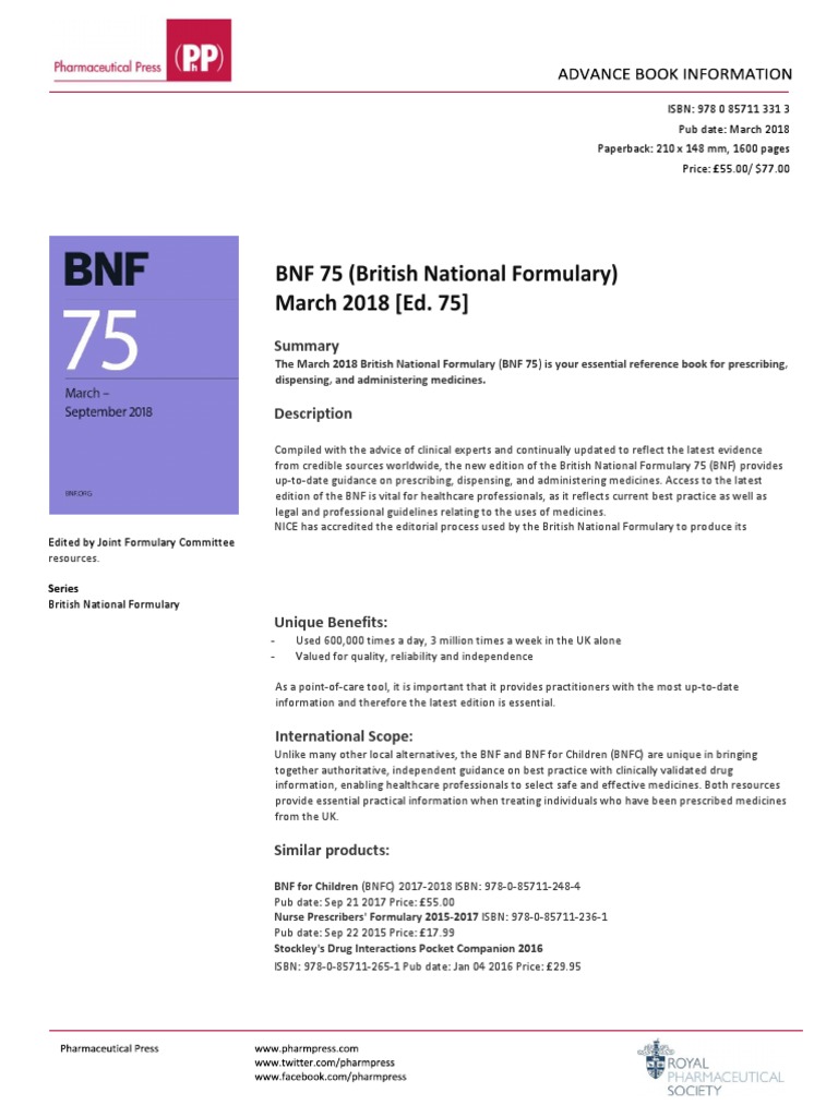 BNF 75 | Download Free PDF | Health Policy | Industries
