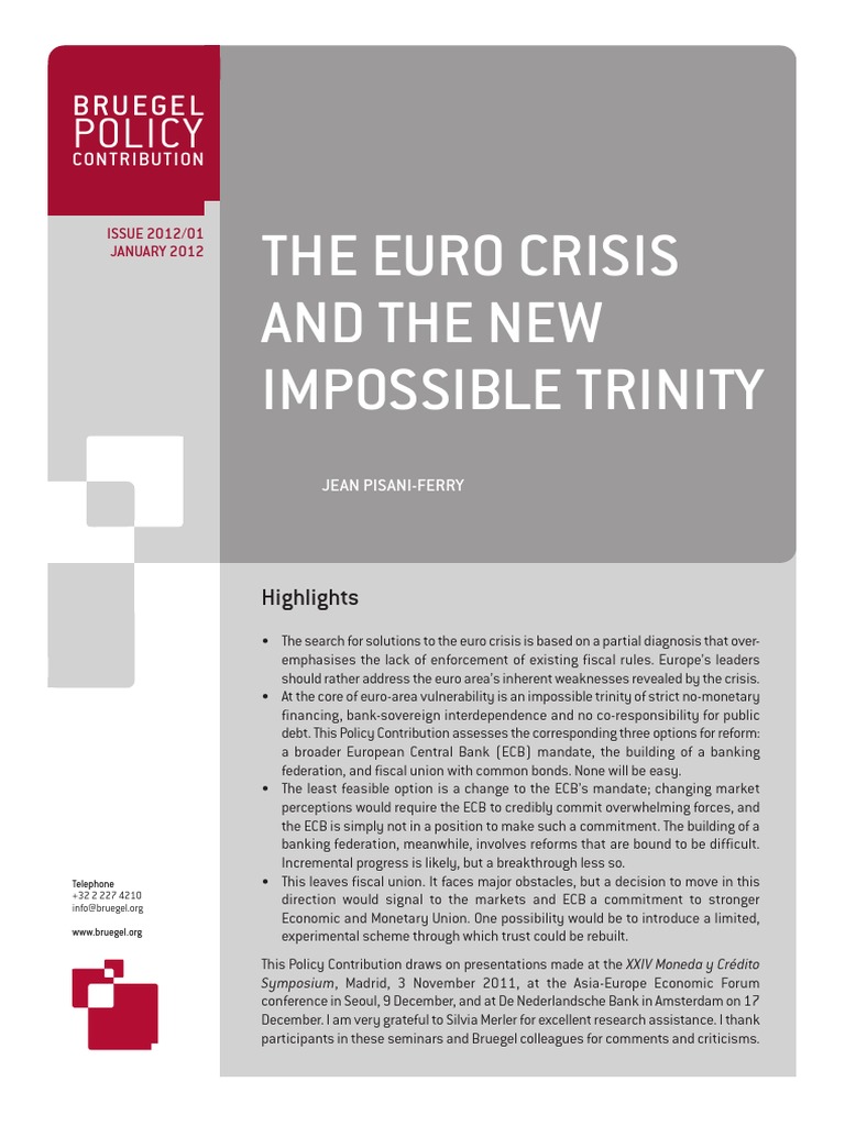 The Euro Crisis and The New Impossible Trinity: Policy | PDF | European ...