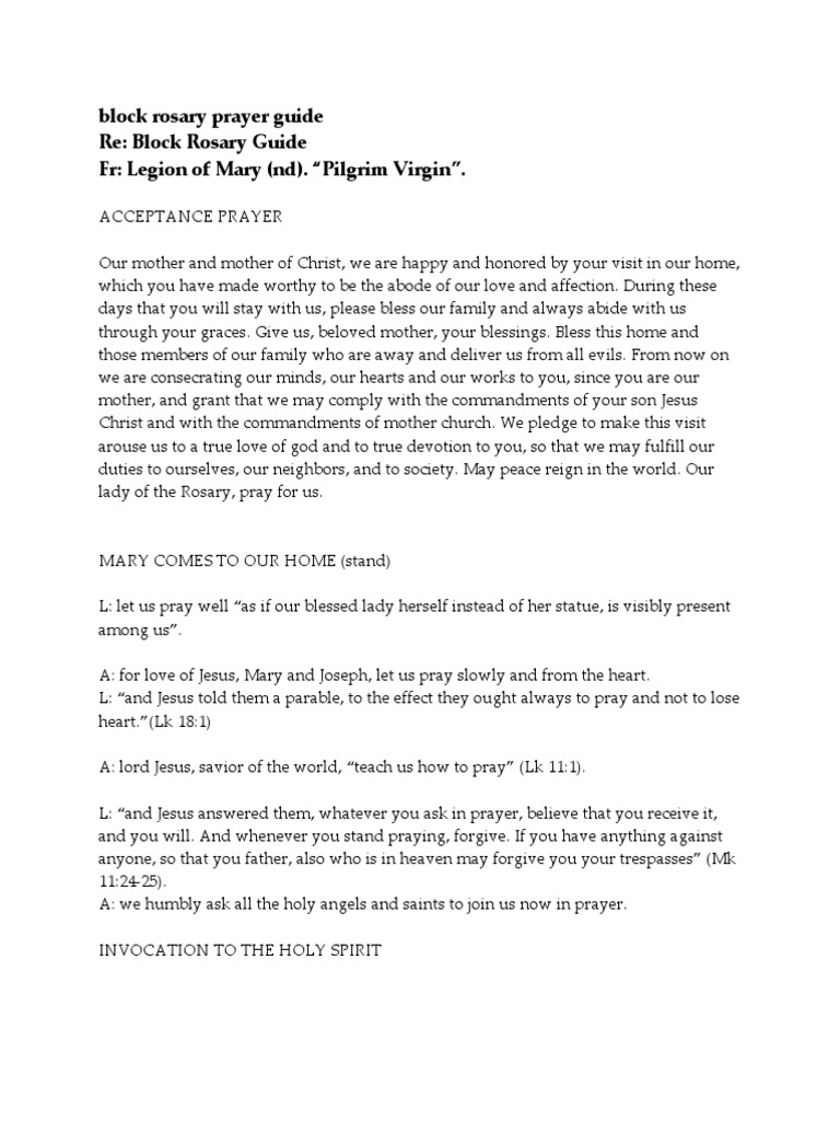 Block Rosary Prayer Guide Mary, Mother Of Jesus Rosary