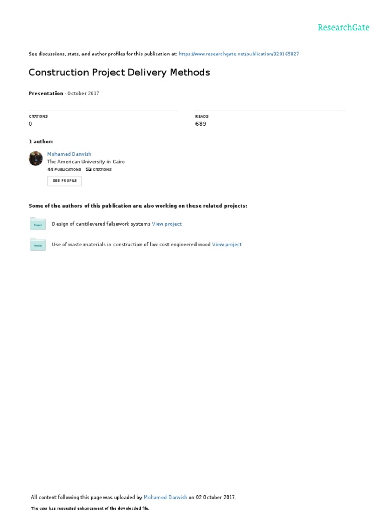 Project Delivery Methods PDF Construction Management General