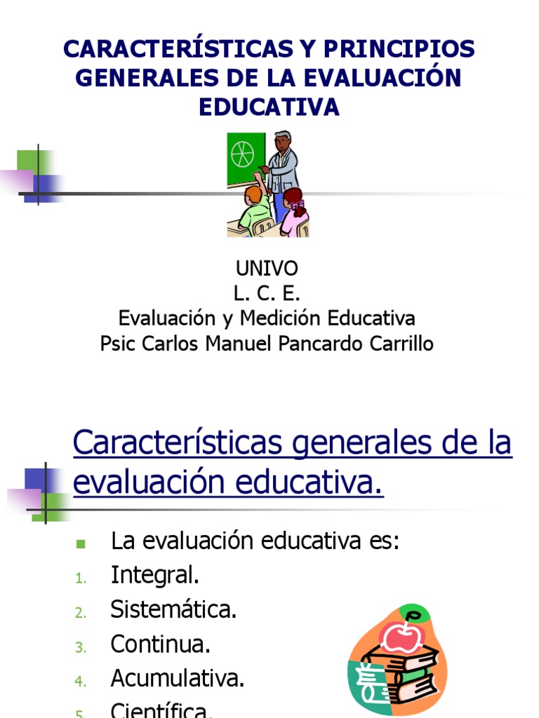 Principios y características de evaluación educativa | PDF | Evaluación ...