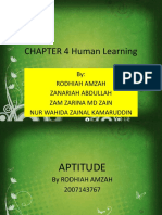 CHAPTER 4 Human Learning: By: Rodhiah Amzah Zanariah Abdullah Zam Zarina MD Zain Nur Wahida Zainal Kamaruddin
