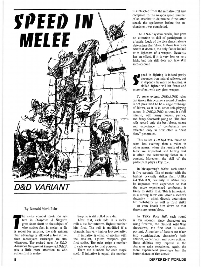 D&D Melee Combat Speed Variant | PDF | Dungeons & Dragons | Tabletop Games