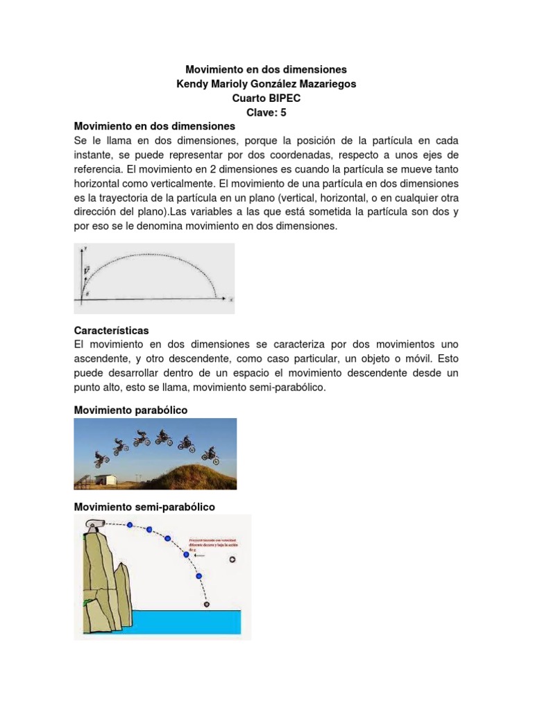 Movimiento en Dos Dimensiones Movimiento (física