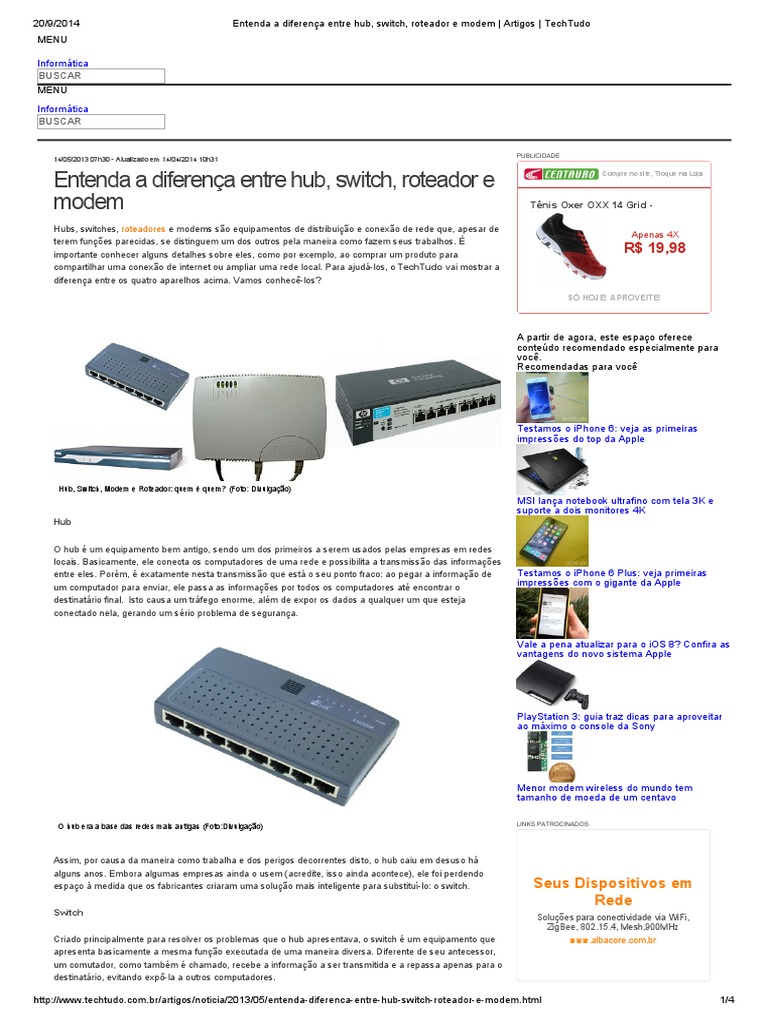 Entenda a Diferença Entre Hub, Switch, Roteador e Modem Roteador