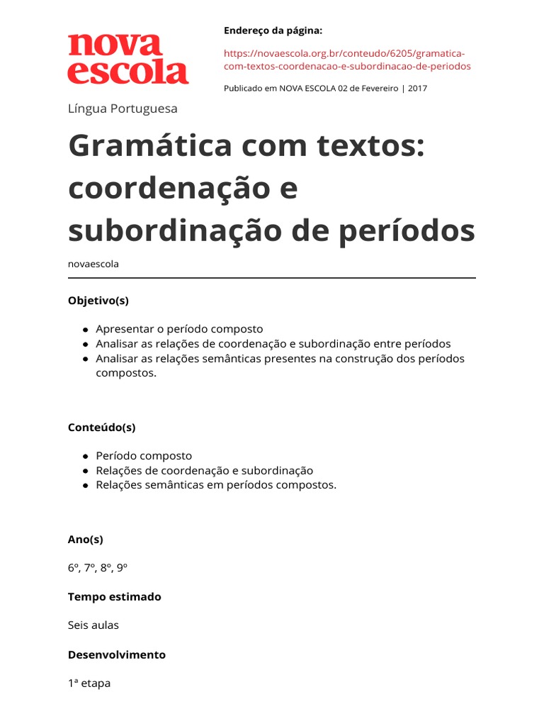Diferenças entre Coordenação e Subordinação | PDF | Artes Linguísticas ...