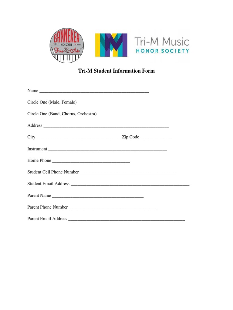 Tri-M Music Student Details Form | PDF