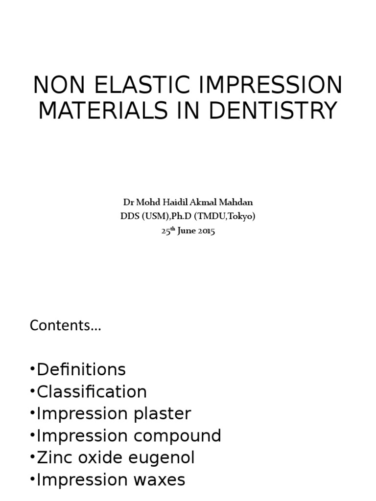 8. NonElastic Impression Material Materials Chemistry