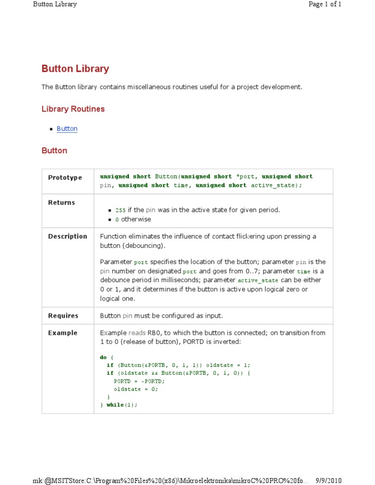 Button Library for Debouncing Routines | PDF