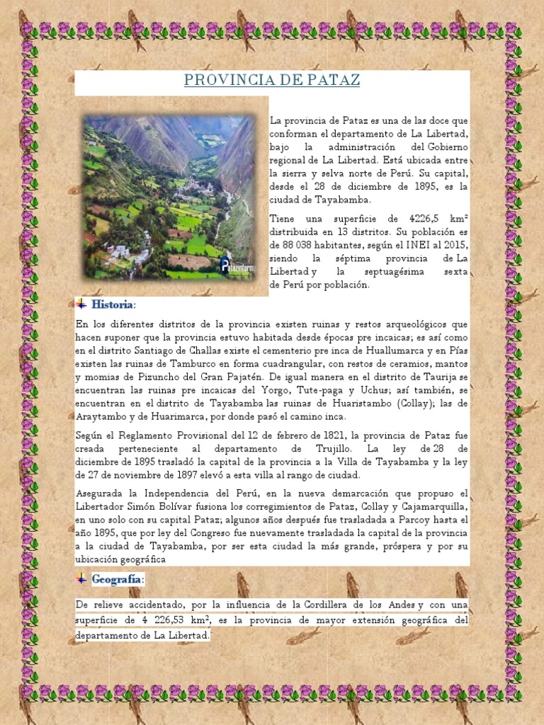 Geografía y Población de Pataz | PDF | Ciencias de la Tierra ...