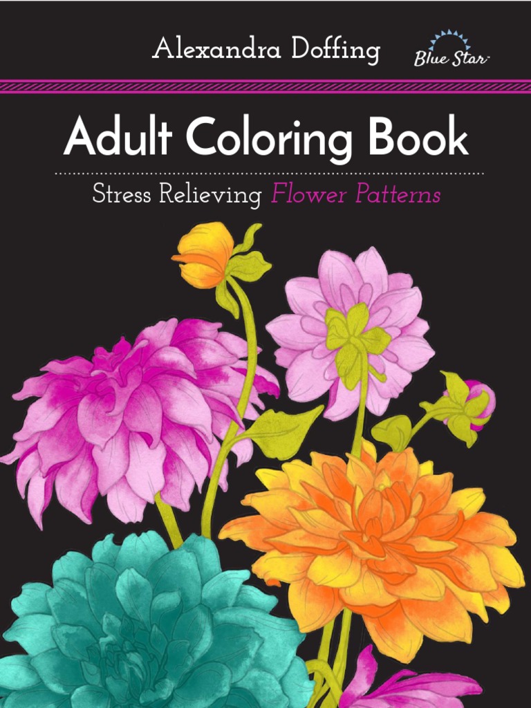 Adult Coloring Book - Stress Relieving Flower Patterns | PDF | Art ...
