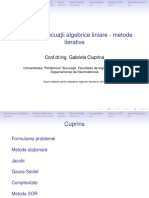Sisteme de Ecua Tii Algebrice Liniare - Metode Iterative: Conf - Dr.ing. Gabriela Ciuprina