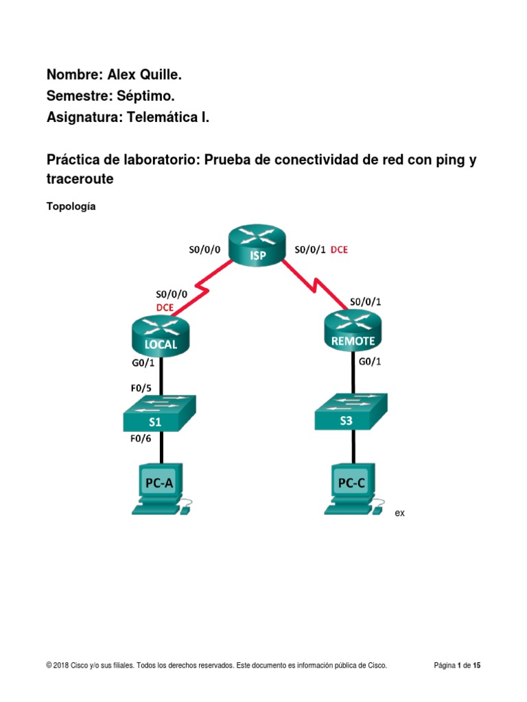 Lab Ping - Probando Conectividad Coon Ping and Traceroute | PDF ...