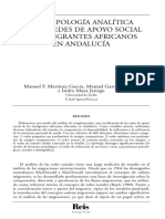 Una Tipologia Analítica de Las Redes de Apoyo Social en Inmigrantes Africanos en Andalucia